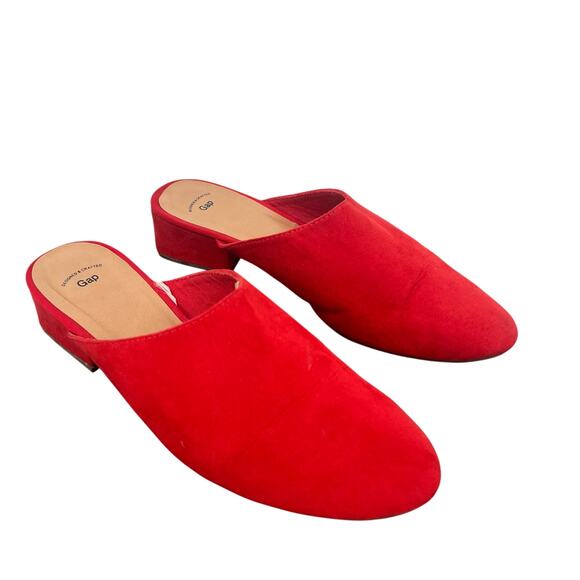 Gap Red Faux Suede Heeled Mules Women's Size 9 - Picture 1 of 5
